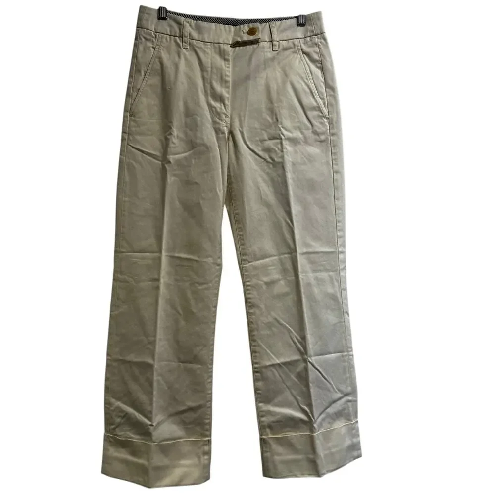 J.Crew Cuffed Preppy Relaxed Chino Pant Ivory Size 2 NWT